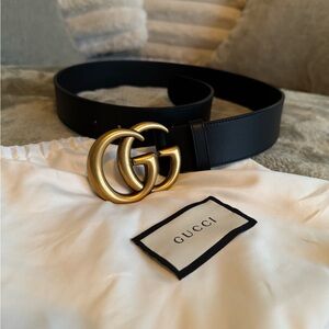 Gucci GG Marmont Black Wide Belt